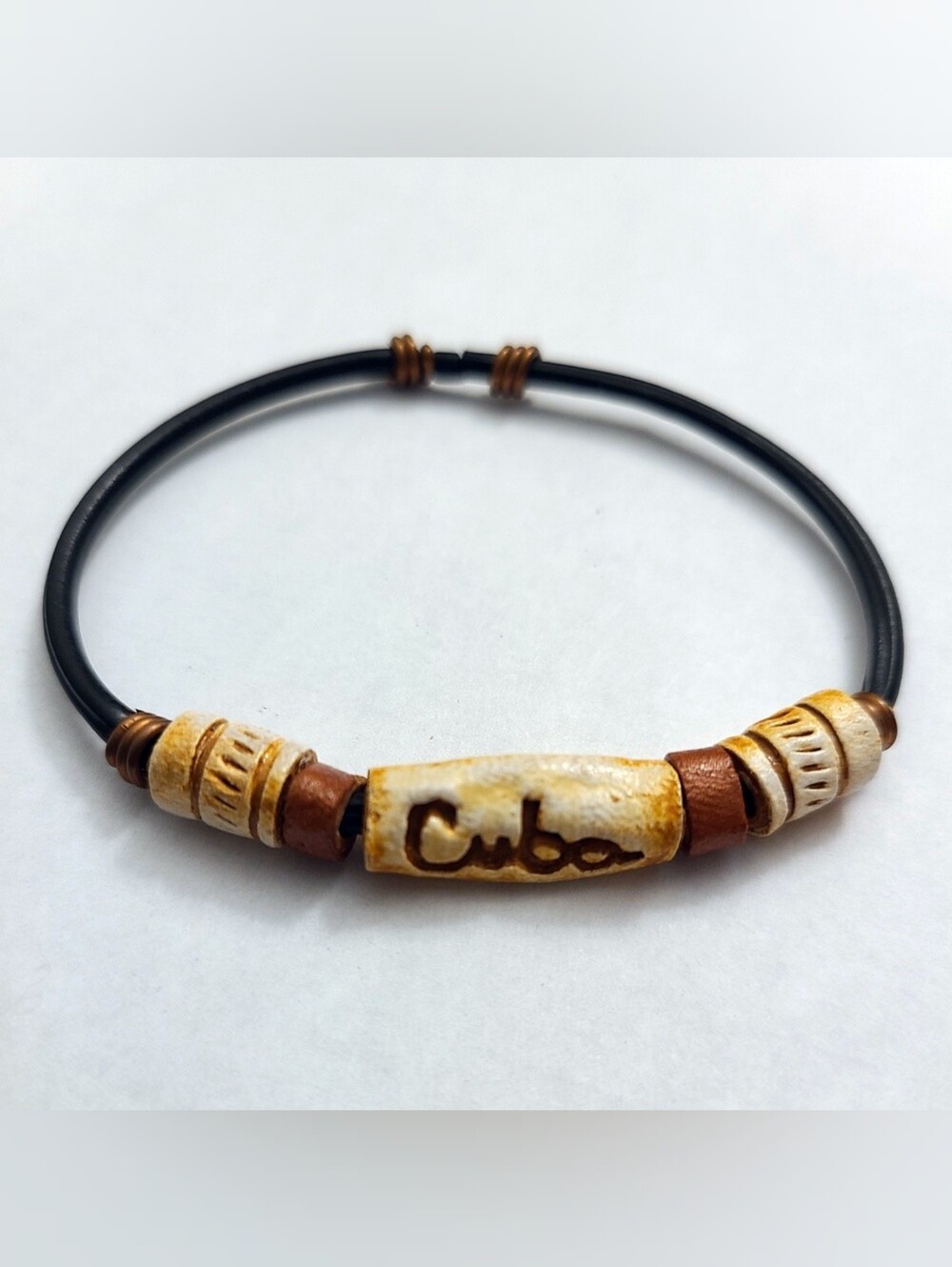 Cuba Souvenir - Brown Black White Bead Women's Bracelet